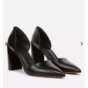 Vince Black Pointed-Toe D'Orsay Block Heel Pumps
